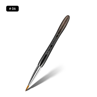 Aokitec Kolinsky akrila nagu birste 1 gab. Black Flash S-Shape Kolinsky Hair Round Nail Art Brush Manikīra instrumentam Izmērs 6-14