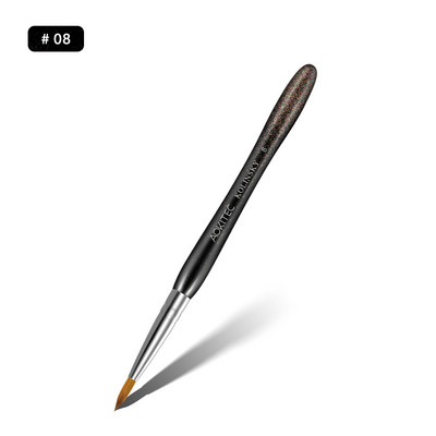 Aokitec Kolinsky akrila nagu birste 1 gab. Black Flash S-Shape Kolinsky Hair Round Nail Art Brush Manikīra instrumentam Izmērs 6-14