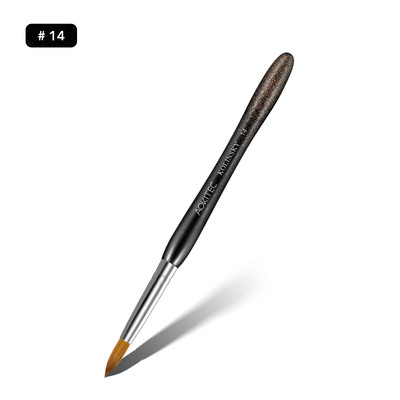 Aokitec Kolinsky akrila nagu birste 1 gab. Black Flash S-Shape Kolinsky Hair Round Nail Art Brush Manikīra instrumentam Izmērs 6-14