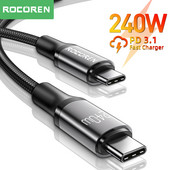 Rocoren 240W USB C σε USB τύπου C Καλώδιο PD 3.1 100W Καλώδιο ταχείας φόρτισης για φορητό υπολογιστή MacBook Pro Xiaomi 48V 5A Καλώδιο 2m