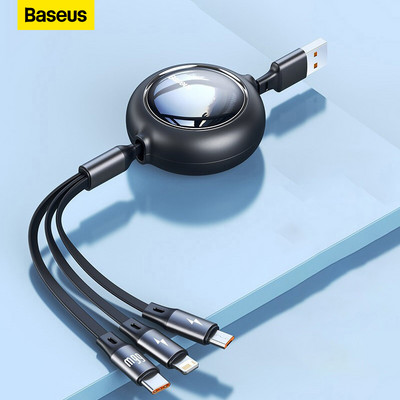 Baseuse sissetõmmatav 100W/66W 3-ühes USB-laadimiskaabel Macbookile Samsung Xiaomi USB-tüüpi C-kaabli laadimiskaabel iPhone 14 jaoks