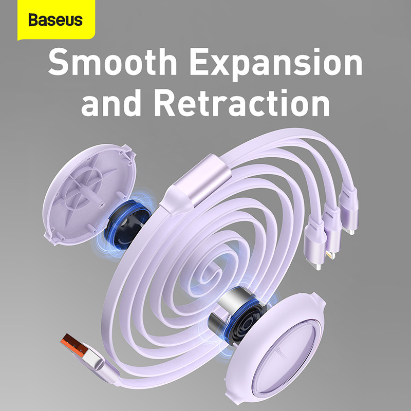 Baseus Αναδιπλούμενο καλώδιο φόρτισης 100W/66W 3 σε 1 USB για Macbook Καλώδιο φόρτισης καλωδίου USB Type C Samsung Xiaomi για iPhone 14