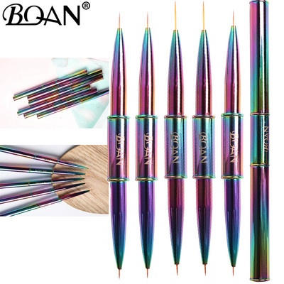 BQAN Rainbow Double Head Crystal Handle Četkica za crtanje Liner Kist Painting Pen Gel Polish Crystal Nail Art Alati za manikuru