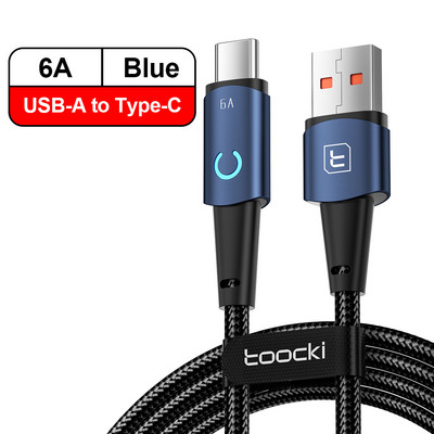 Καλώδιο δεδομένων Toocki 6A USB Type C για iPhone 14 Samsung Xiaomi OPPO Led Fast Charging Charger USB Micro Type C Καλώδιο γρήγορης φόρτισης