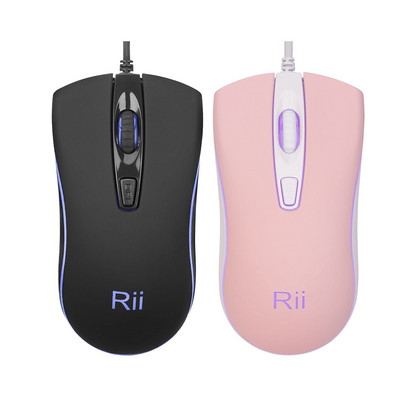 Rii RM105 vadu pele, datorpele RGB aizmugurgaismojums, 2400 DPI līmeņi, ērtas USB vadu peles atbalsta Windows datoru, klēpjdatoru, galddatoru