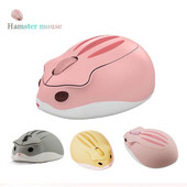 Mouse optic fără fir pentru computer, drăguț de desene animate, în formă de hamster, USB Mause, mini șoareci ergonomici roz, pentru fete, jucărie cadou pentru copii