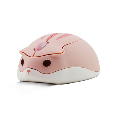 Mouse optic fără fir pentru computer, drăguț de desene animate, în formă de hamster, USB Mause, mini șoareci ergonomici roz, pentru fete, jucărie cadou pentru copii