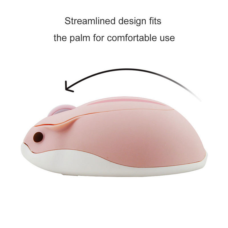 Mouse optic fără fir pentru computer, drăguț de desene animate, în formă de hamster, USB Mause, mini șoareci ergonomici roz, pentru fete, jucărie cadou pentru copii