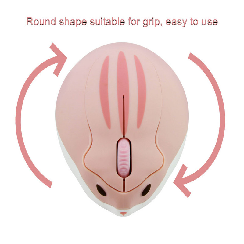 Mouse optic fără fir pentru computer, drăguț de desene animate, în formă de hamster, USB Mause, mini șoareci ergonomici roz, pentru fete, jucărie cadou pentru copii