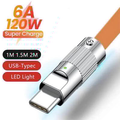 120 W 6 A īpaši ātras uzlādes C tipa šķidrā silikona kabelis ātrās uzlādes USB vads, kas paredzēts Xiaomi Huawei Samsung Pixel USB Bold Data Line
