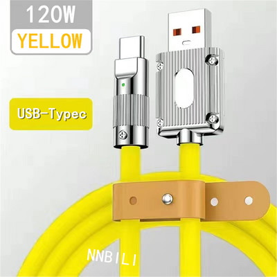 120 W 6 A īpaši ātras uzlādes C tipa šķidrā silikona kabelis ātrās uzlādes USB vads, kas paredzēts Xiaomi Huawei Samsung Pixel USB Bold Data Line