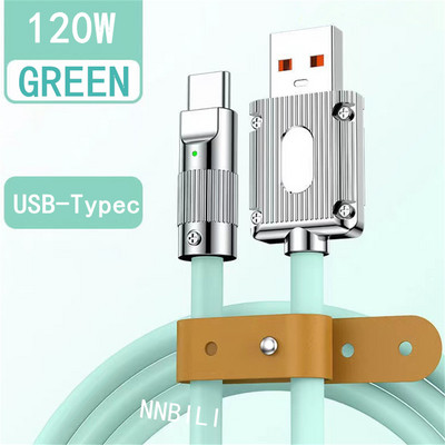 120 W 6 A īpaši ātras uzlādes C tipa šķidrā silikona kabelis ātrās uzlādes USB vads, kas paredzēts Xiaomi Huawei Samsung Pixel USB Bold Data Line