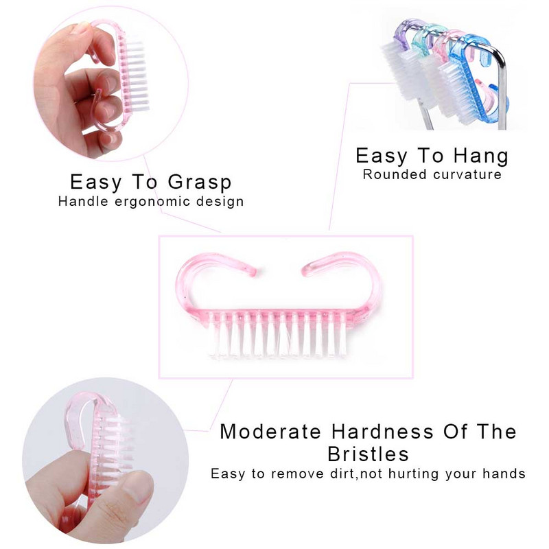 Tīrīšanas nagu birste Nail Art UV želeja noņemšana manikīrs pedikīrs instruments Plastmasas pirkstu kopšanas putekļi Clean rokturi grima mazgāšana sievietēm