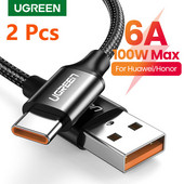 UGREEN 2 Pack USB Type C 6A 100W Καλώδιο φόρτισης Super Charge για Huawei P40 Pro Mate 30 P30 Pro Super Fast Cable 2τμχ 1,5m USB C