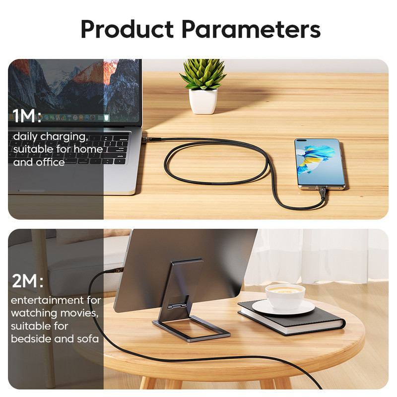 Toocki USB C na USB tip C kabel prozirni Quick Charge 100W PD kabel za brzo punjenje, žica za Samsung Xiaomi POCO MacBook kabele