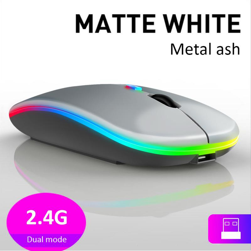 RYRA vezeték nélküli Bluetooth egér USB újratölthető RGB LED háttérvilágítással Ergonomikus játékegér 1600DPI laptop számítógéphez