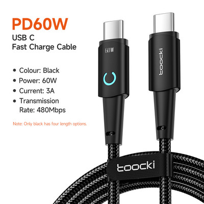 Καλώδιο Toocki USB PD 100W Τύπος C έως Τύπος C Καλώδιο γρήγορης φόρτισης για Xiaomi POCO Samsung MacBook iPad 6A USB C σε USB C cabo