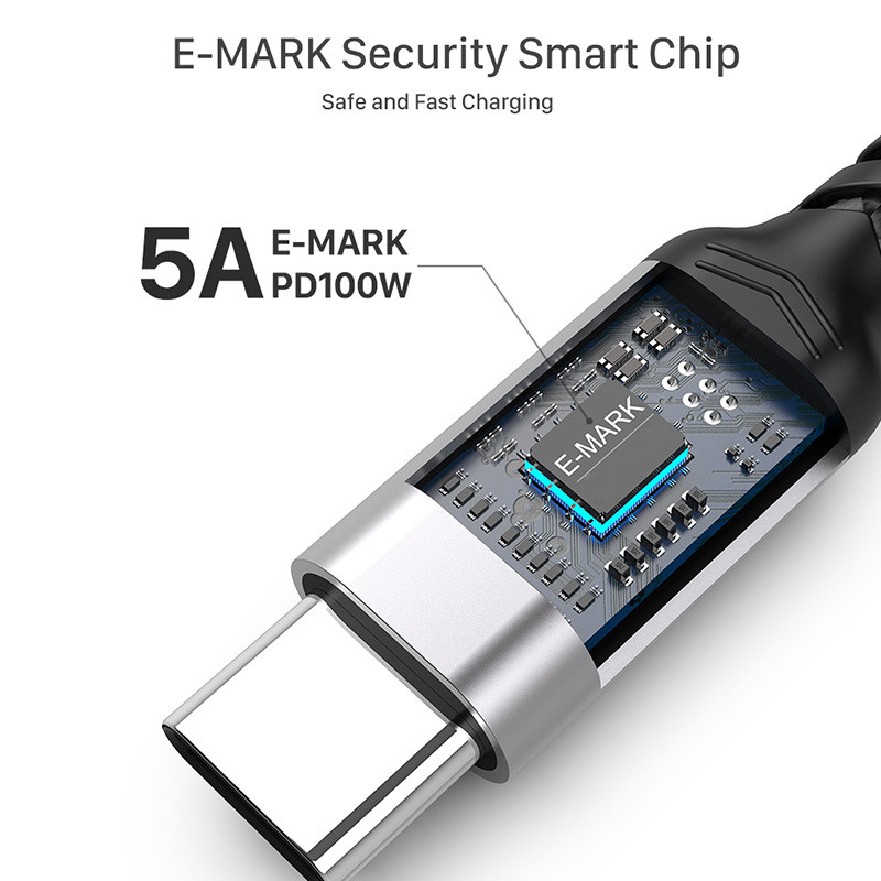 Καλώδιο URVNS USB C σε Type C 100W 5A PD USB3.1 Καλώδιο 2 Γρήγορο USB-C για MacBook Pro Xiaomi Samsung S21 Note20 PD3.0 QC 4.0