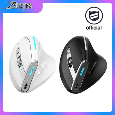 ZELOTES 2.4G Bluetooth мишки 2400 DPI 8 бутона Безжични акумулаторни мишки за лаптоп Настолен компютър Геймър RGB оптична мишка за игри