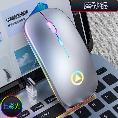 Bezvadu pele Silent Mouse 1600 DPI Ergonomiska Mause Beztrokšņa datora peles izslēgšana Krāsaina mirdzoša biroja pele Uzlādējama/akumulators
