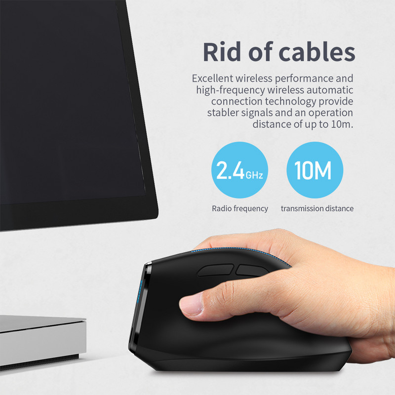 ZELOTES optiskā 2.4G pele 6 pogas F-36A optiskā vertikālā pele 2400 DPI regulējama datora klēpjdatoram galddatoram