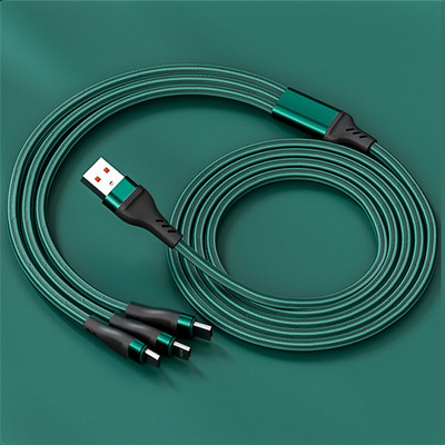 6A 3 vienā Super uzlādes kabelis Micro USB Type-C ātrā lādētāja datu kabelis Multi-USB ports Ātrais lādētājs iPhone 14 13 Samsung