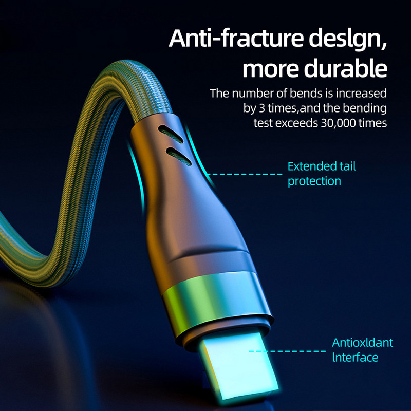 6A 3 vienā Super uzlādes kabelis Micro USB Type-C ātrā lādētāja datu kabelis Multi-USB ports Ātrais lādētājs iPhone 14 13 Samsung