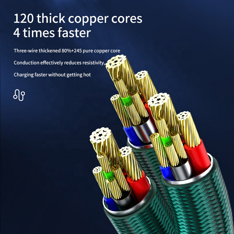 6A 3 vienā Super uzlādes kabelis Micro USB Type-C ātrā lādētāja datu kabelis Multi-USB ports Ātrais lādētājs iPhone 14 13 Samsung