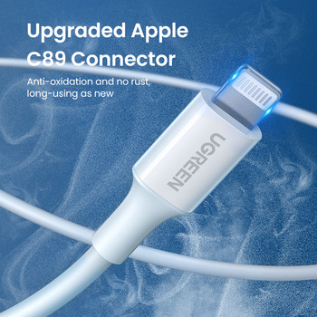 UGREEN MFi USB към Lightning кабел за iPhone 14 13 12 11 Pro Max 2.4A Кабел за бързо зареждане Телефонно зарядно за iPad Mini Кабел за данни