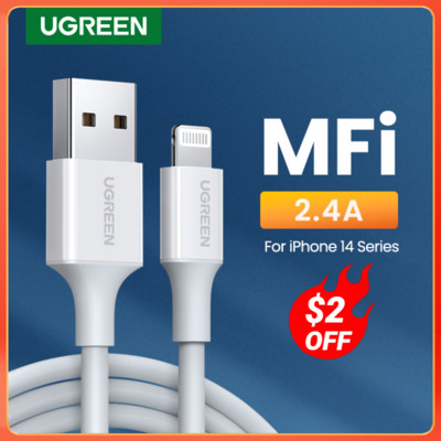 UGREEN MFi USB към Lightning кабел за iPhone 14 13 12 11 Pro Max 2.4A Кабел за бързо зареждане Телефонно зарядно за iPad Mini Кабел за данни