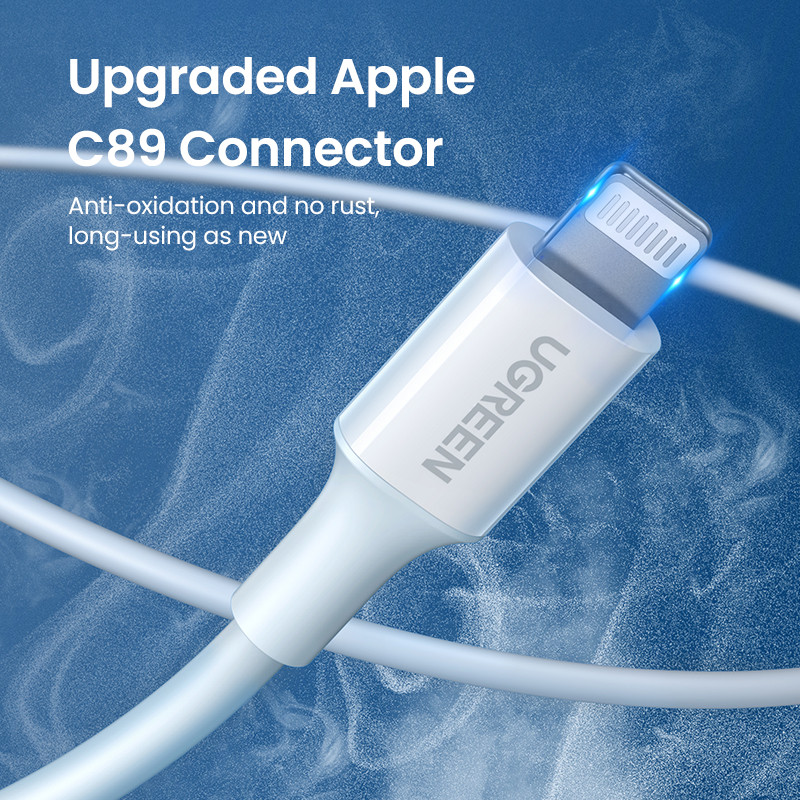 UGREEN MFi USB-Lightning kaabel iPhone 14 13 12 11 Pro Max 2,4A kiirlaadimiskaabliga Telefoni laadija iPad Mini andmekaabli jaoks