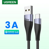 Ugreen USB Type-C kábel 3A rýchla nabíjačka USB-C dátový kábel pre Xiaomi Redmi Note 7 Samsung mobilný telefón Type-C nabíjací kábel USB