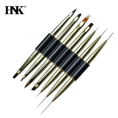 Dual End Nail Art Stripes Lines Liner Liner DIY Painting Brush Šķidrais pulveris Akrils UV GEL pagarinājuma veidotājs franču zīmēšanas pildspalva