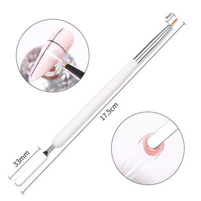 Dual End Nail Art Stripes Lines Liner DIY Festőecset Folyékony Púder Akril UV GEL Extension Builder Francia rajztoll