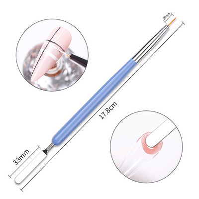 Dual End Nail Art Stripes Lines Liner DIY Festőecset Folyékony Púder Akril UV GEL Extension Builder Francia rajztoll