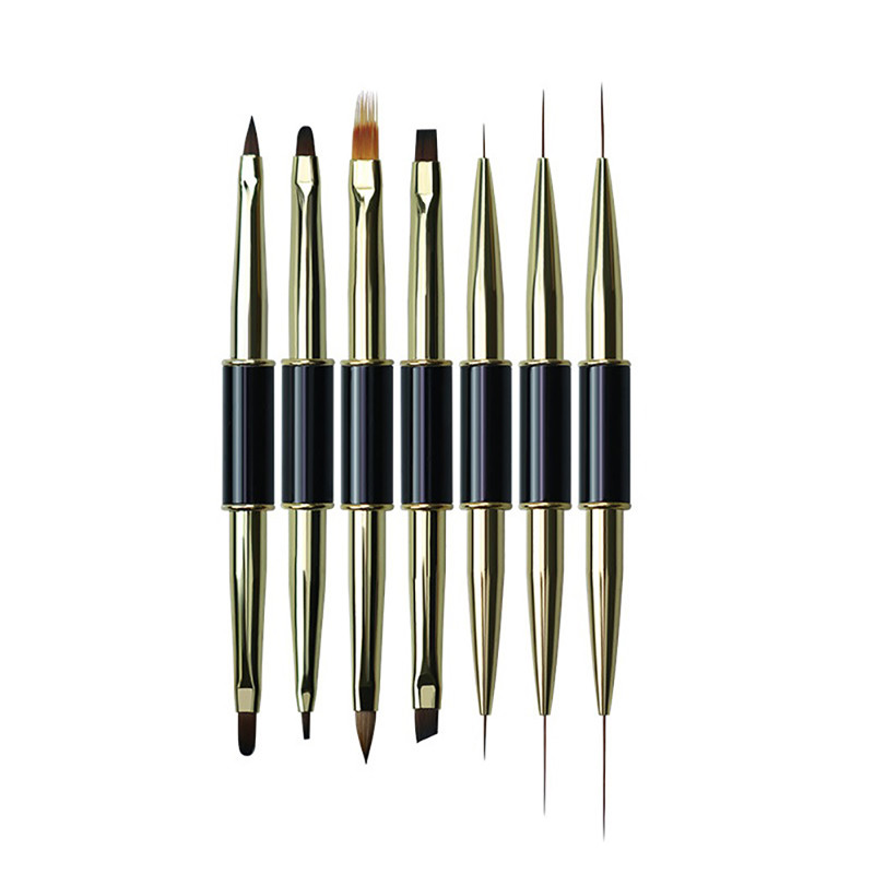 Dual End Nail Art Stripes Lines Liner DIY Festőecset Folyékony Púder Akril UV GEL Extension Builder Francia rajztoll