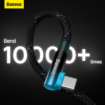 Baseus USB Type C 100W PD Quick Charging 90 Degree Elbow Cable C to C QC4.0 5A Fast Charger Gaming кабел за Samsung S20 Macbook