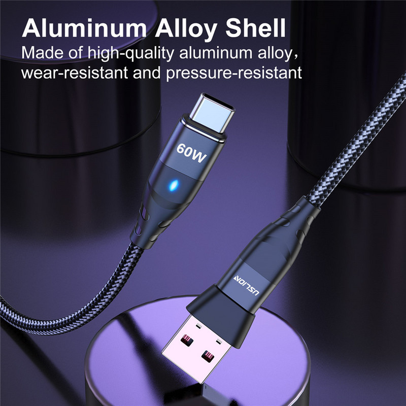 Cablu magnetic USLION 3-IN-1 60W USB C la tip C Încărcare super rapidă QC 4.0 3.0 Cablu cablu USB-C la micro usb pentru iphone Macbook