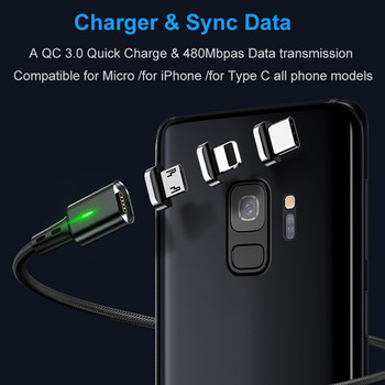 Elough Magnetic USB Type C Cable Fast Charging за iPhone Xiaomi Redmi Poco Samsung Quick Charge Micro USB C кабел 3in1 3A Wire