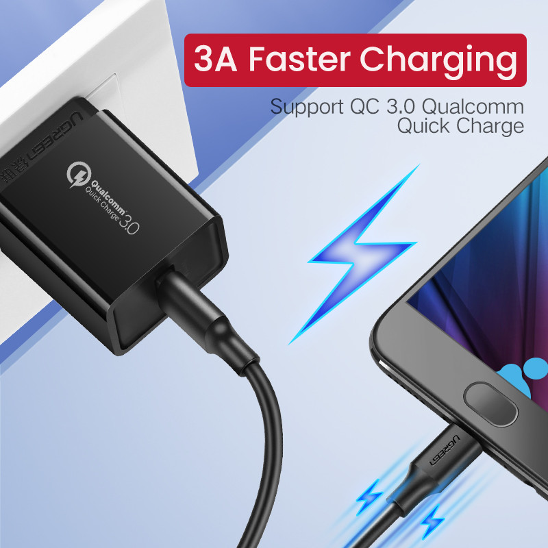 UGREEN Micro USB kábel 3A gyorstöltő USB töltőkábel Mobiltelefon töltőkábel Xiamo Huawei HTC Android USB vezetékhez