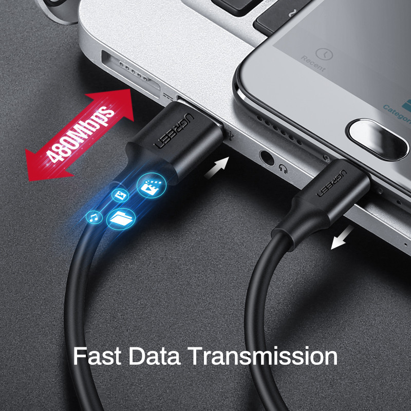 UGREEN Micro USB kábel 3A gyorstöltő USB töltőkábel Mobiltelefon töltőkábel Xiamo Huawei HTC Android USB vezetékhez