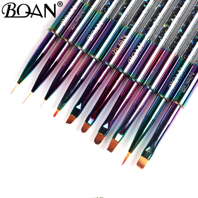 BQAN 1db Rainbow körömkefe körömdíszítő ecset vonalfestő ecsetek kristály akril vékony bélés rajztoll manikűr eszközök UV gél