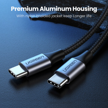 UGREEN USB Type C към USB C кабел за Samsung S10 S9Plus PD 60W Fast Charge Quick Charge 4.0 USB C кабел за Macbook Pro PD кабел