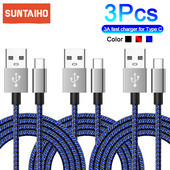 Suntaiho 3PCS USB Type C kábel Gyorstöltő adatkábel Xiaomi 12 poco f3 Huawei Samsung mobiltelefon töltőkábel USB C kábelhez