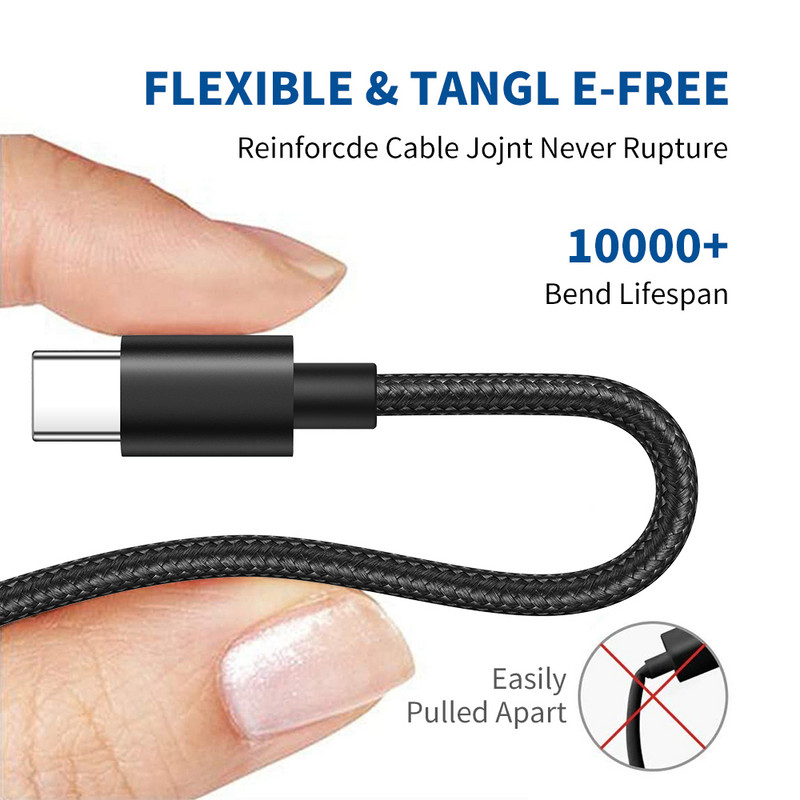 Suntaiho 3PCS USB Type C kábel Gyorstöltő adatkábel Xiaomi 12 poco f3 Huawei Samsung mobiltelefon töltőkábel USB C kábelhez