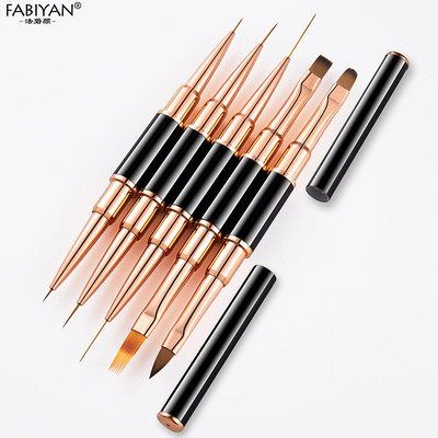 5Pcs Black Double head Nail Art UV Gel Extension Brushes Painting Tools French Stripe Drawing Liner Pen  Manicure Accessoires