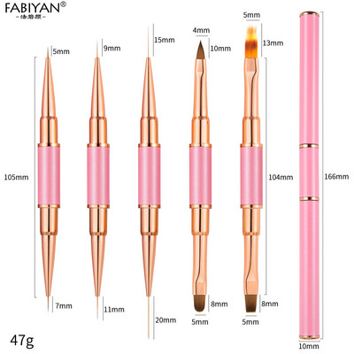 5 tk must topeltpea küünte art UV geel pikenduspintslid Maalimistööriistad Prantsuse triibuline joonistusvooder pliiatsi maniküüri tarvikud