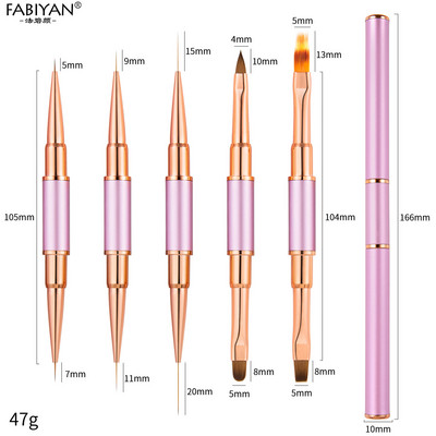 5 tk must topeltpea küünte art UV geel pikenduspintslid Maalimistööriistad Prantsuse triibuline joonistusvooder pliiatsi maniküüri tarvikud