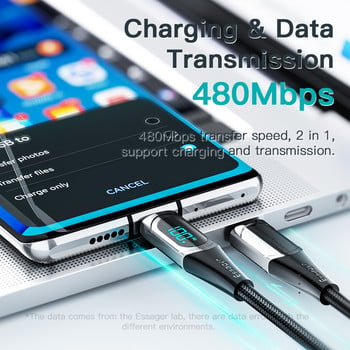 Essager USB C към USB Type C кабел PD100W 5A бързо зарядно устройство QC 4.0 за лаптоп Xiaomi Poco iPad Huawei Oneplus кабел за зареждане на телефон