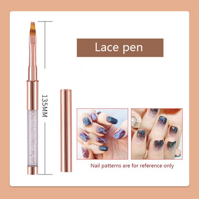 Hot Sale Rose Gold akril gél ecset UV gél rajzecsetek sapkával strasszos fém nyéllel szalon barkács manikűr eszközök